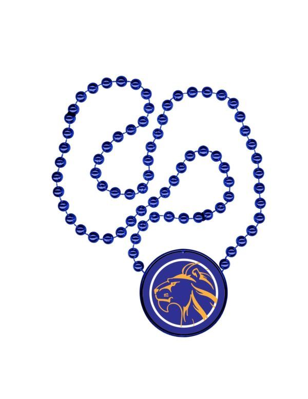 blue beads with custom medallion