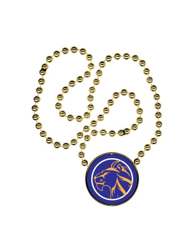 gold beads with custom medallion