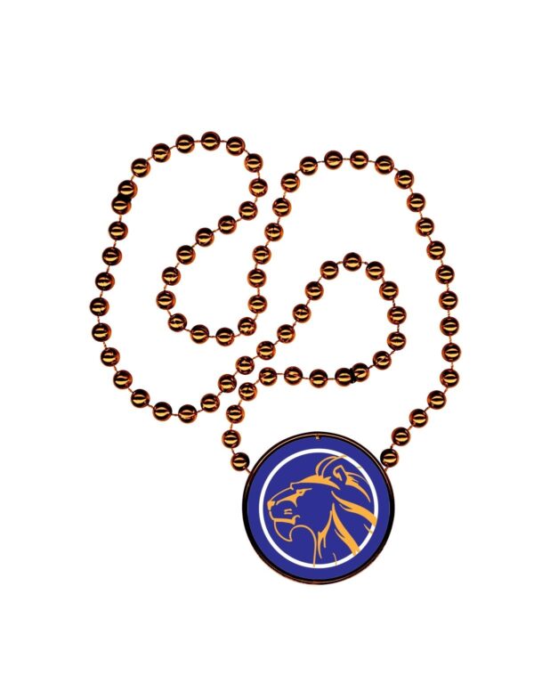 orange beads with custom medallion