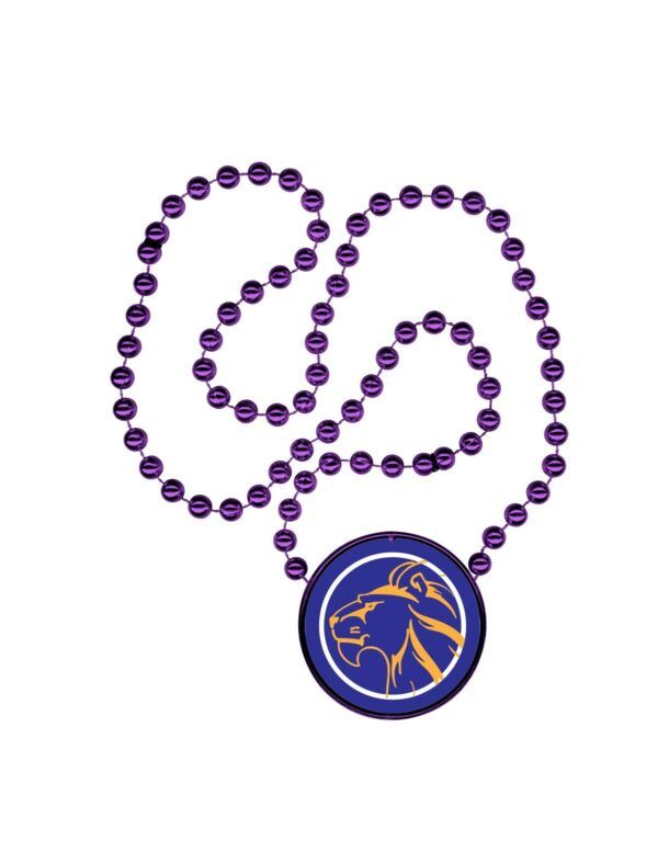 purple beads with custom medallion