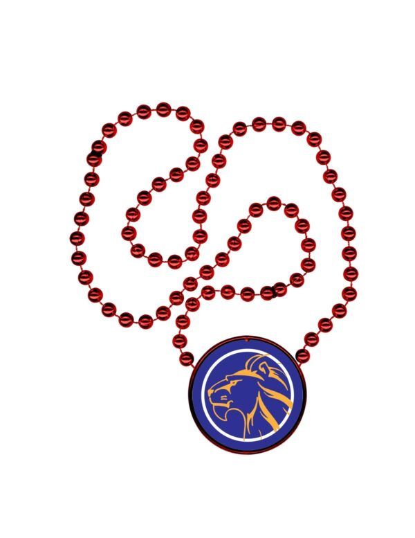 red beads with custom medallion