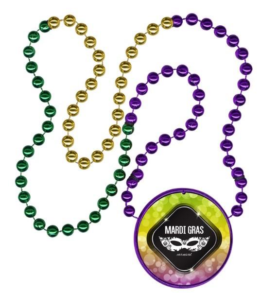 mardi gras beads with logo