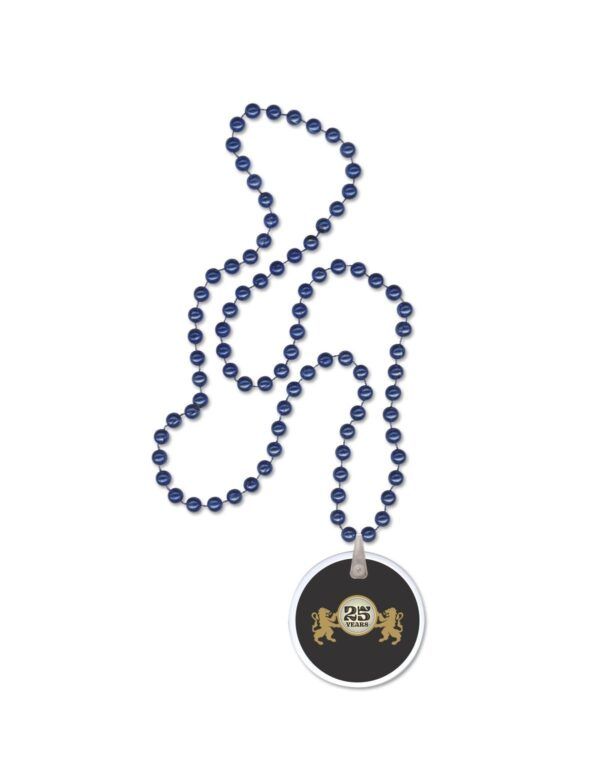 navy beads with custom logo