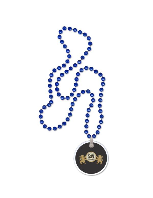 blue beads with custom logo