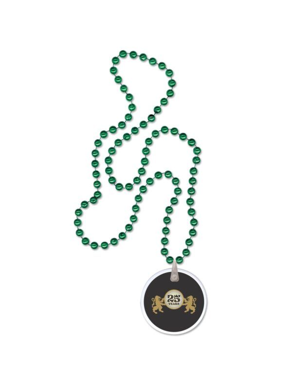 green beads with custom logo