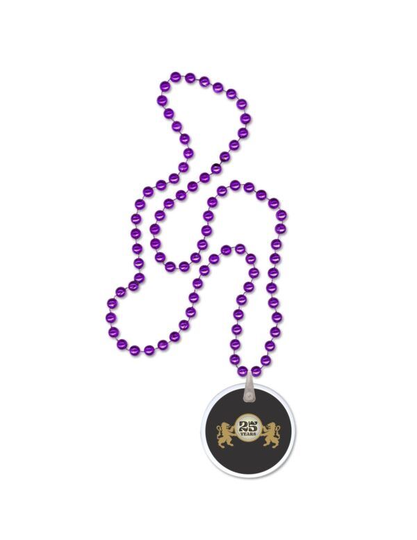 purple beads with custom logo