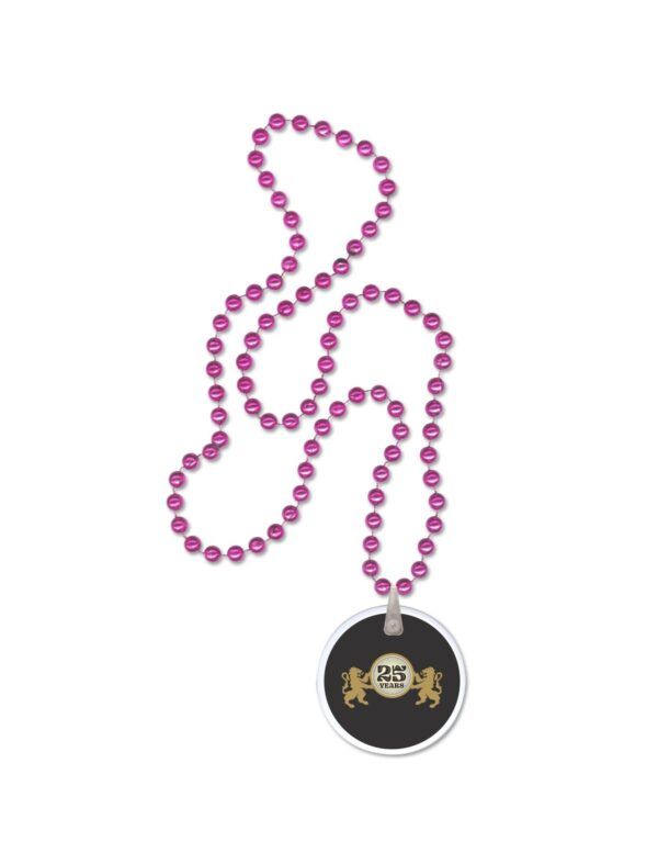 Pink beads with custom logo