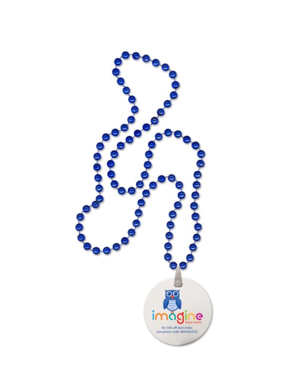 Royal Blue Round Mardi Gras Beads w/Digital Imprint on Disk