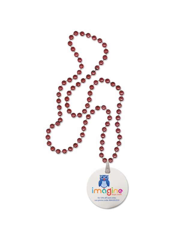 Burgundy Round Mardi Gras Beads w/Digital Imprint on Disk