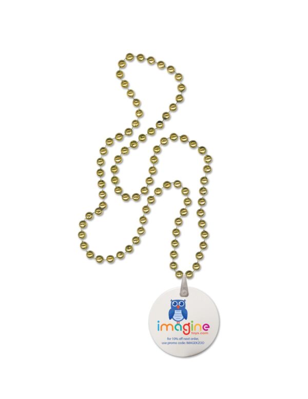 Gold Round Mardi Gras Beads w/Digital Imprint on Disk