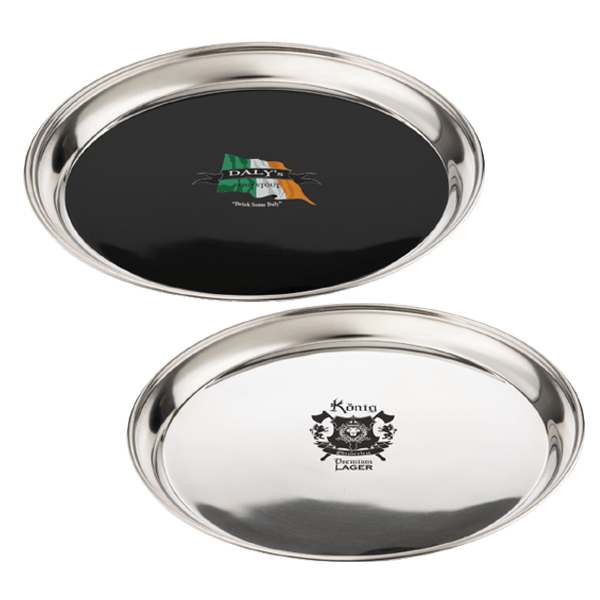 two types of bar trays with logos
