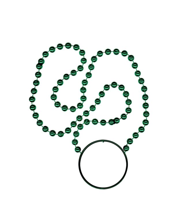 green mardi gras beads with disk