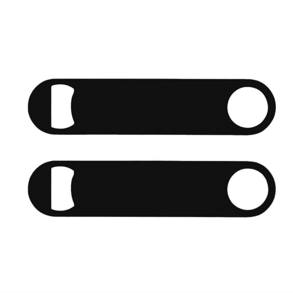 two blank black bottle openers