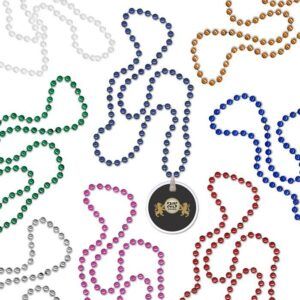 eight Mardi Gras Beads with a Disk