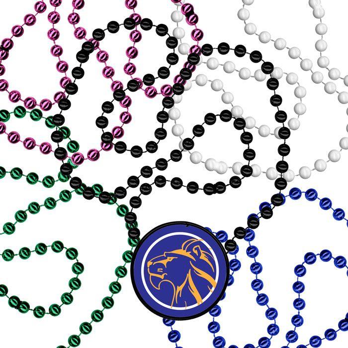 Round Silver & Blue Mardi Gras Beads