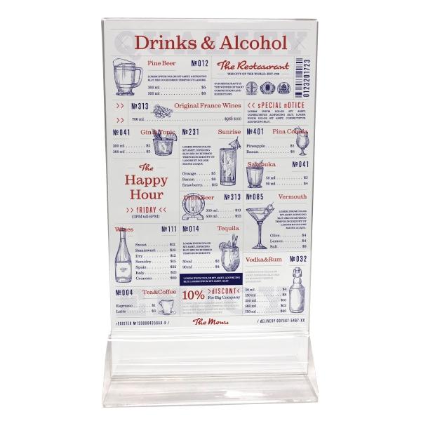 table tent with drink menu