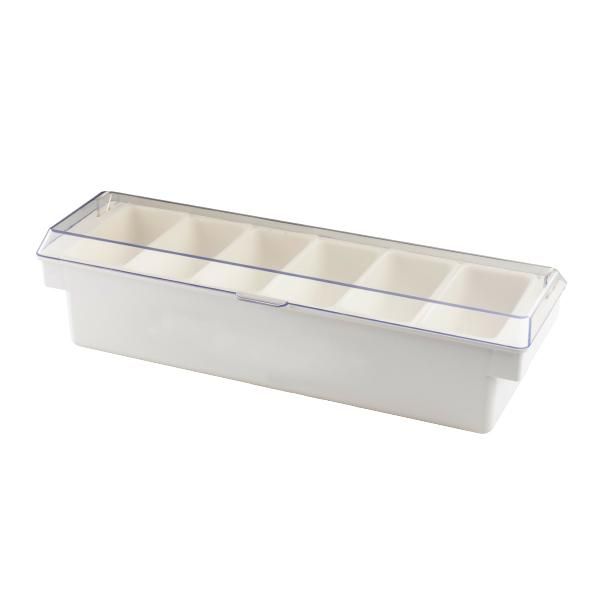 white plastic domed lid condiment tray