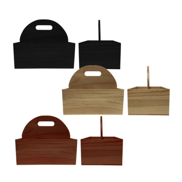 three wood table caddy colors