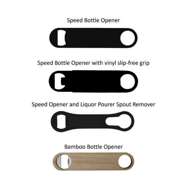 four blank bottle opener styles